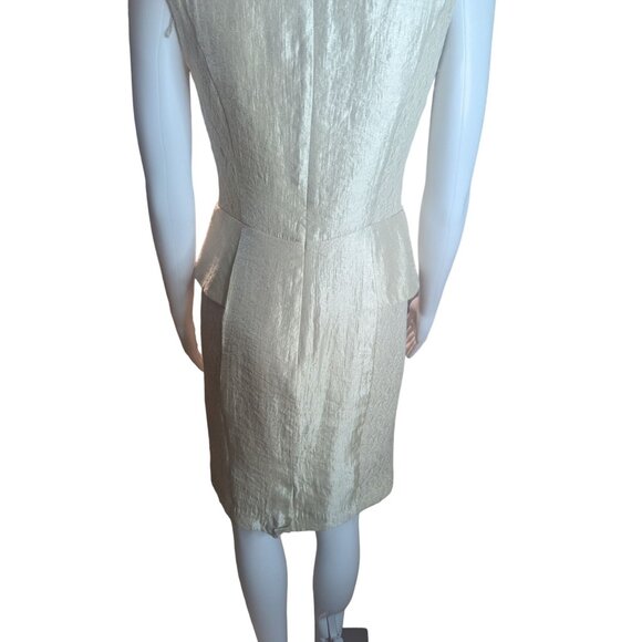 NWT London Times Champagne Peplum Sheath Dress Weddings Cocktail Parties sz 4 - Picture 6 of 12